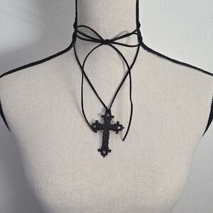 Black Cross Pendant Necklace